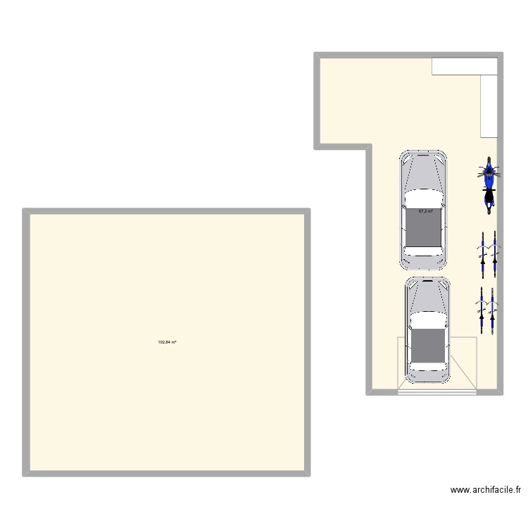 garage01. Plan de 2 pièces et 170 m2
