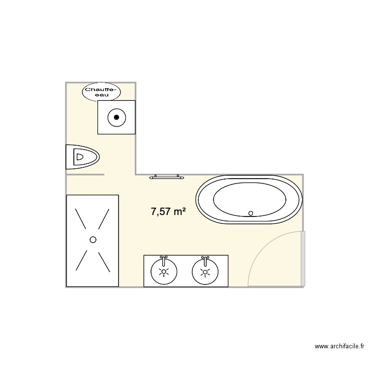 SDB 3. Plan de 1 pièce et 8 m2