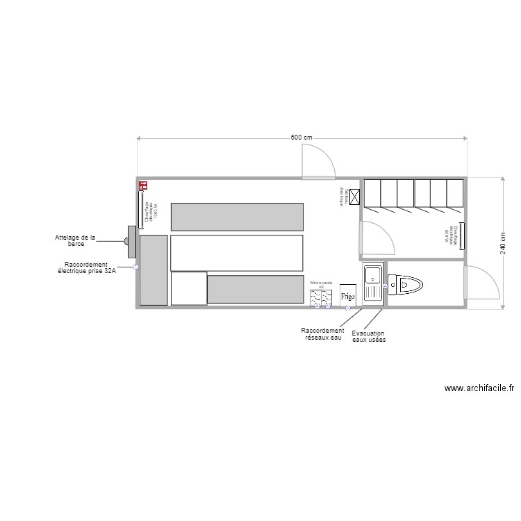 BVA 06. Plan de 3 pièces et 14 m2