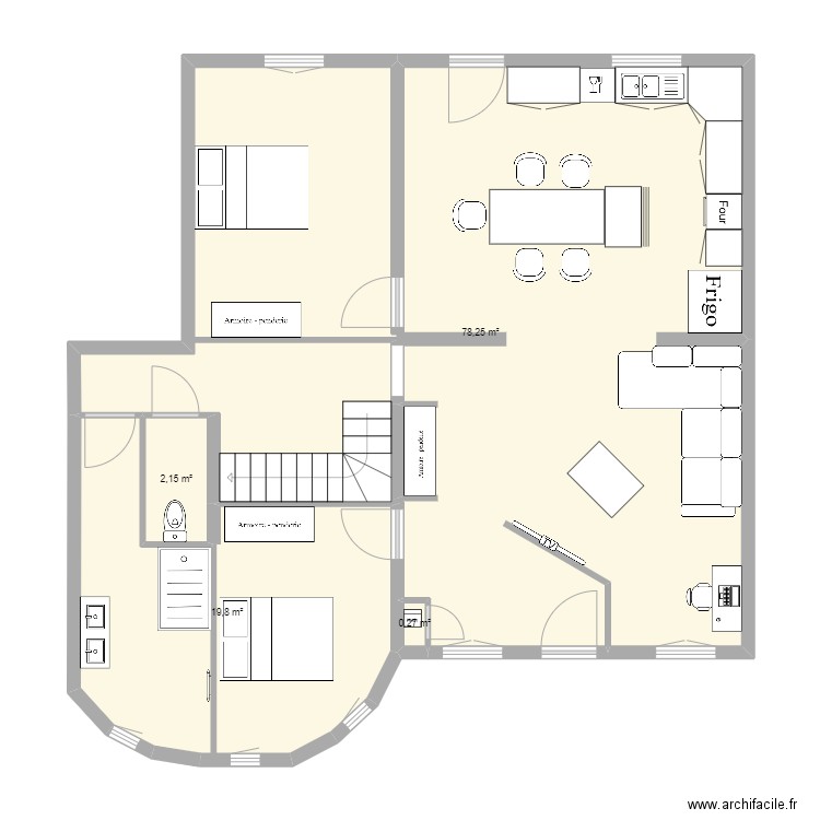 denis. Plan de 4 pièces et 100 m2