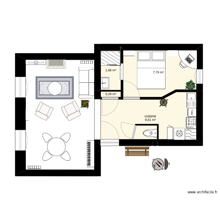 appartement . Plan de 4 pièces et 20 m2