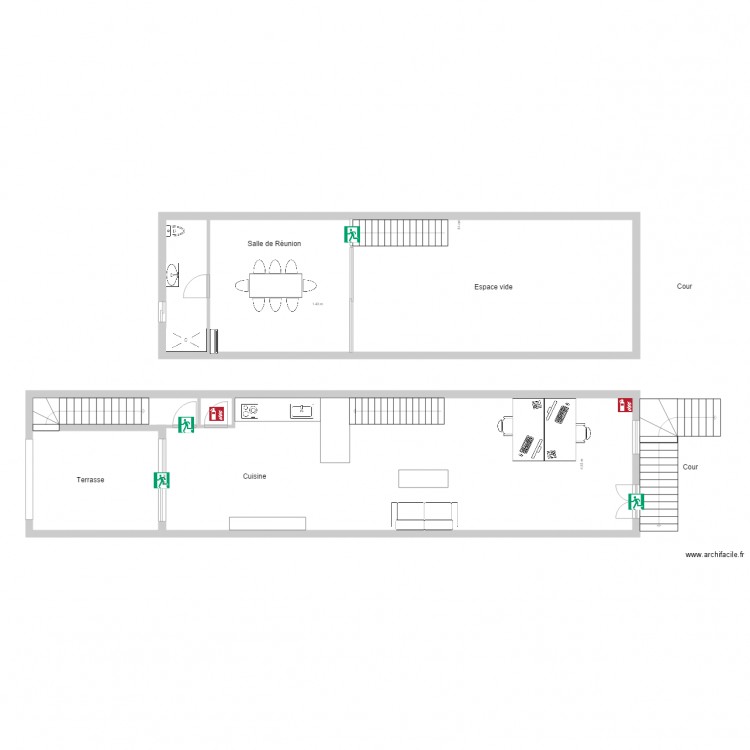 Apt Bureau Extension Plan évacuation. Plan de 0 pièce et 0 m2