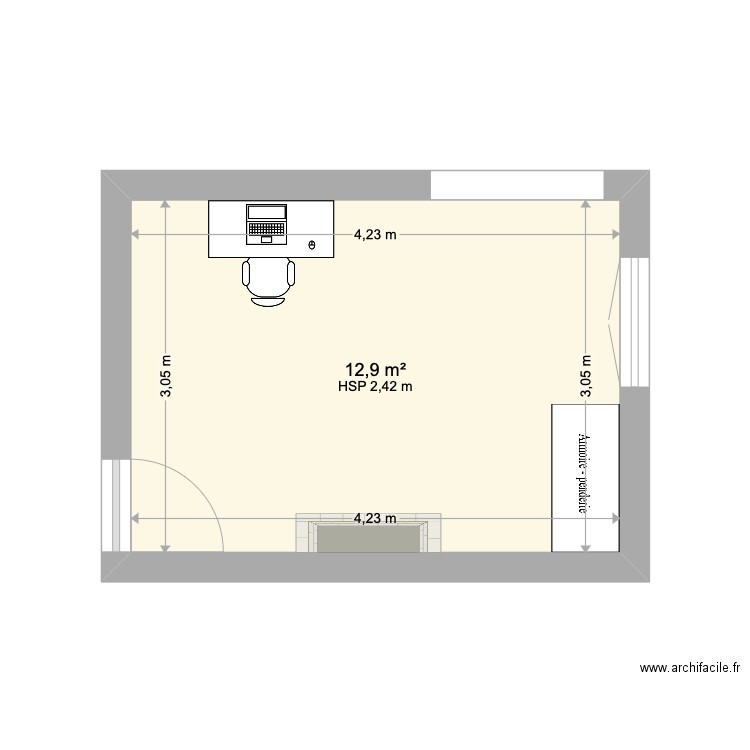 Chambre Castille. Plan de 1 pièce et 13 m2