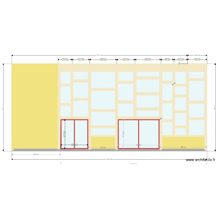 Mur rideau Plan A couleur. Plan de 0 pièce et 0 m2