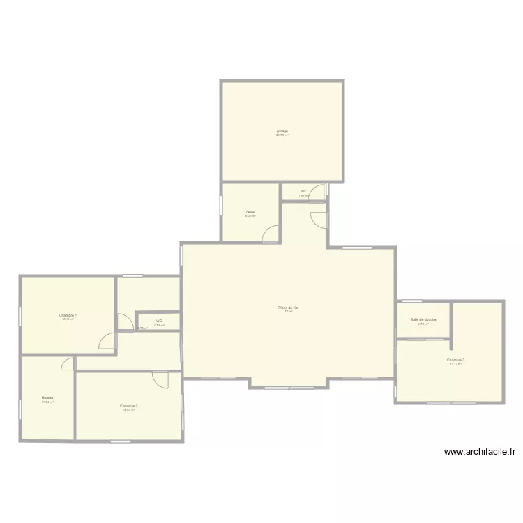 Plan Fanny plain pied. Plan de 