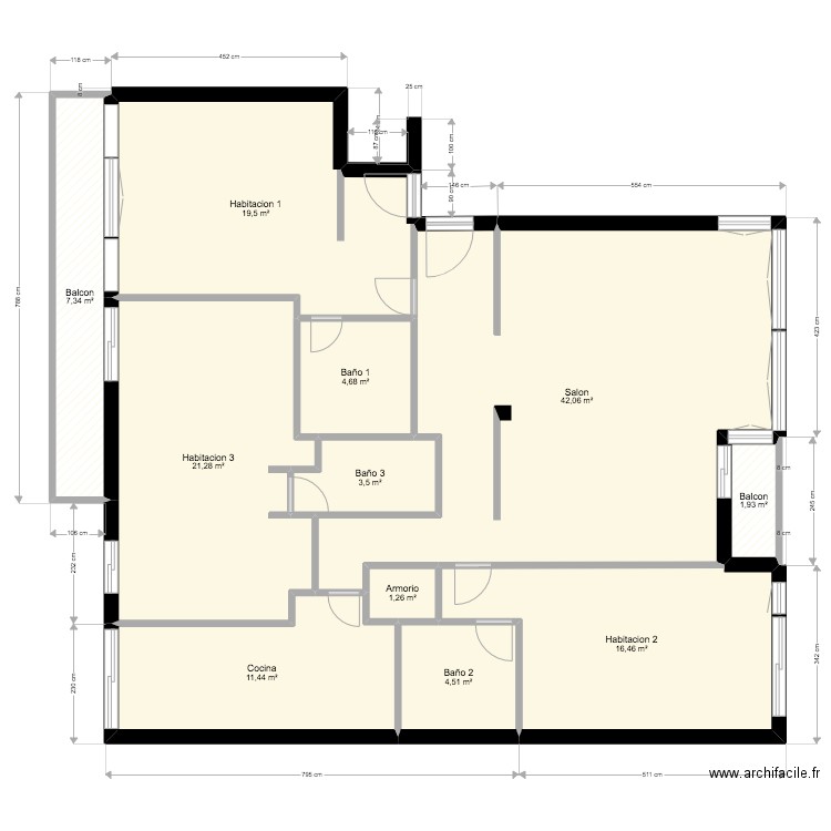 Bonaire 9. Plan de 11 pièces et 134 m2