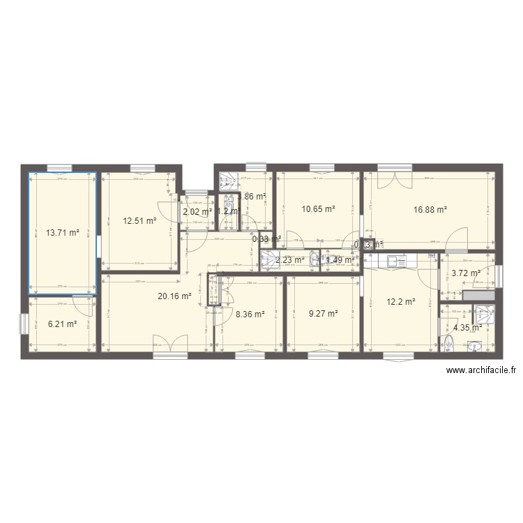 Beaumont 1. Plan de 19 pièces et 130 m2