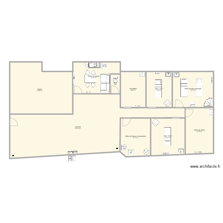 SALON 8. Plan de 10 pièces et 188 m2