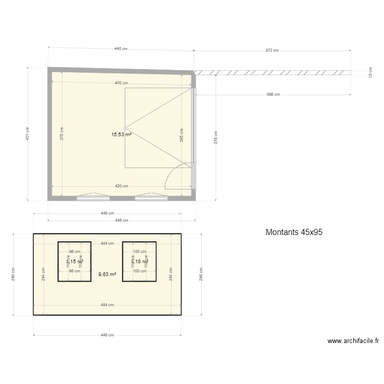 mas. Plan de 4 pièces et 29 m2