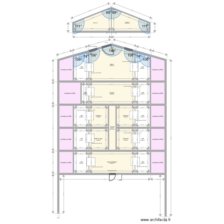 RINAUDO APPARTEMENT. Plan de 30 pièces et 222 m2