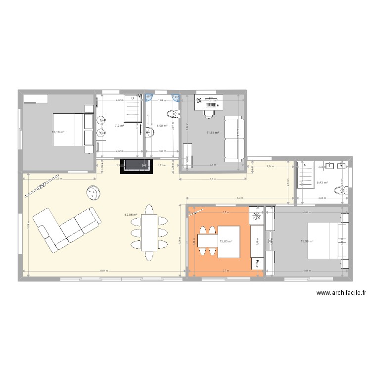 Maison Bodonn 1. Plan de 8 pièces et 122 m2