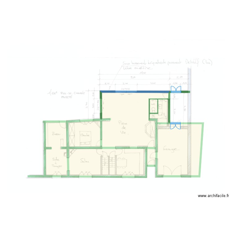 Projet extension RdC. Plan de 0 pièce et 0 m2