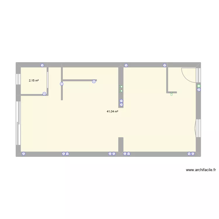 maison 1. Plan de 2 Pièces et 43 m²