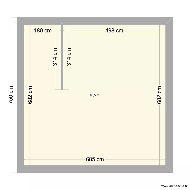 chaumoise. Plan de 1 pièce et 47 m²