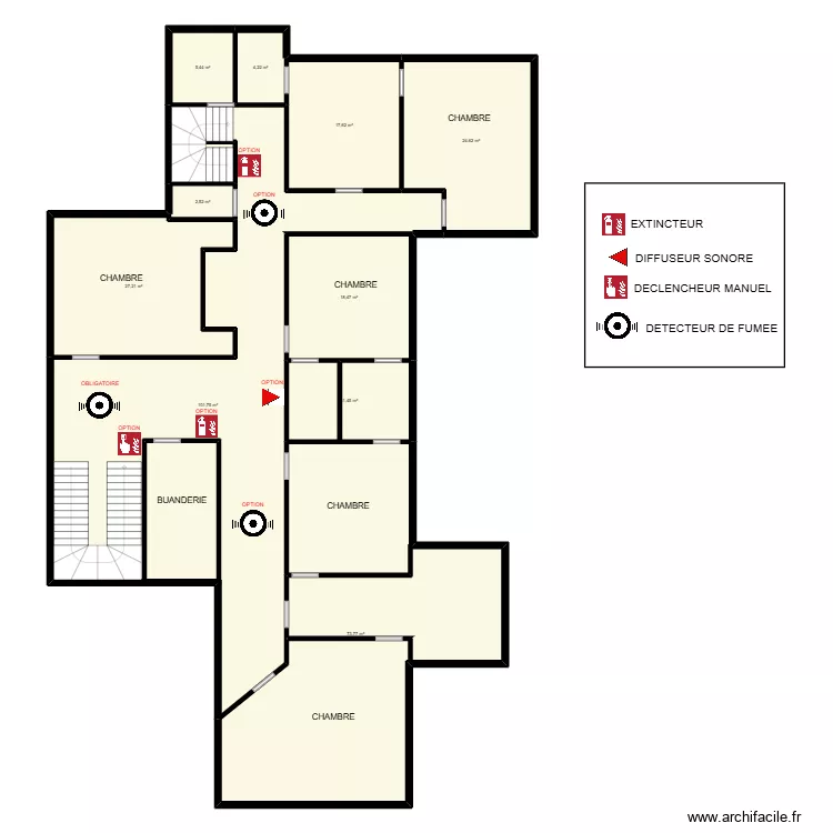 1ER ETAGE LE GUE AUX BICHES. Plan de 10  et 287 m²
