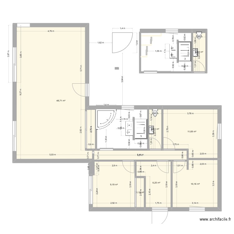 salle de bain. Plan de 8 pièces et 92 m2