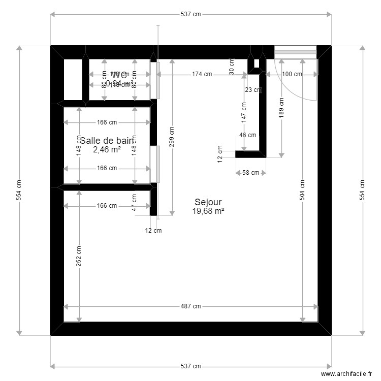 Plan appart air bnb. Plan de 5 pièces et 23 m2