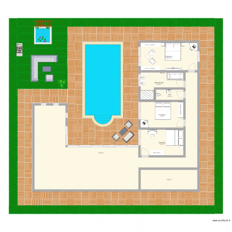 Maison contemporaine avec piscine. Plan de 0 pièce et 0 m2