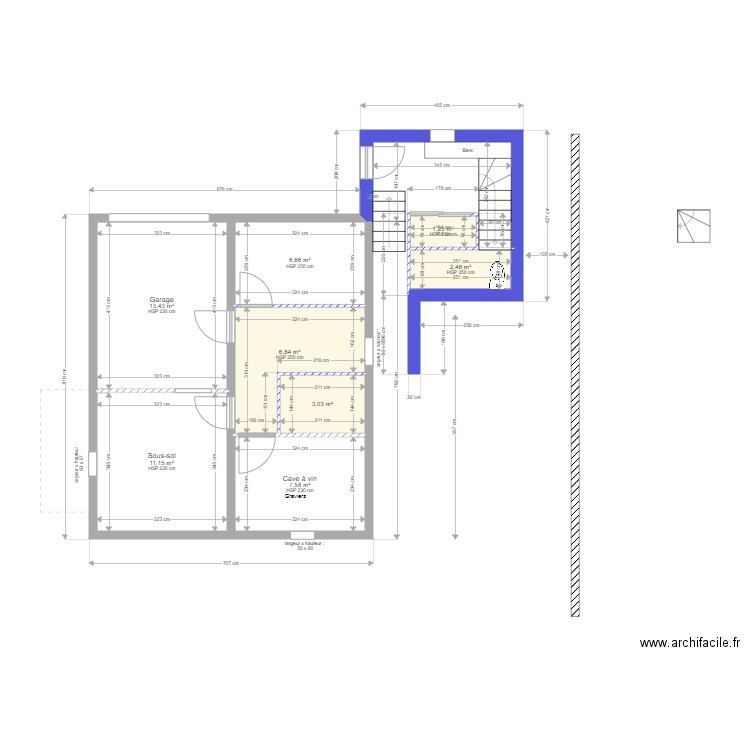 AJ RdJ curé et entrée v1 et oriel est. Plan de 8 pièces et 52 m2