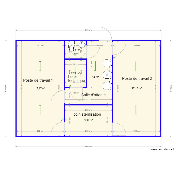 Cabinet dentaire. Plan de 0 pièce et 0 m2