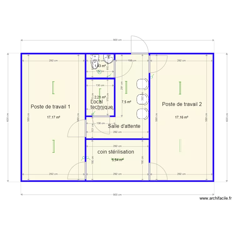 Cabinet dentaire. Plan de 