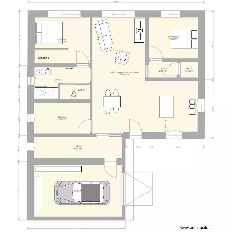 plan en L. Plan de plan en L. Plan de