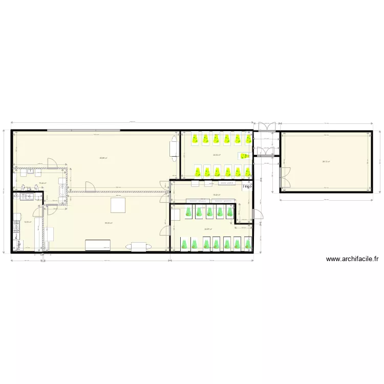 creche 7 avec bureau et mobilier. Plan de creche 7 avec bureau et mobilier. Plan de