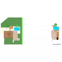 plan vue dessus piscine et terrases 