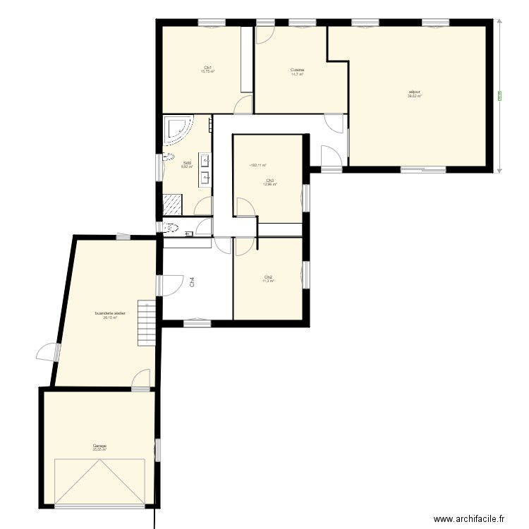 fond Beaulieu. Plan de 9 pièces et 170 m2