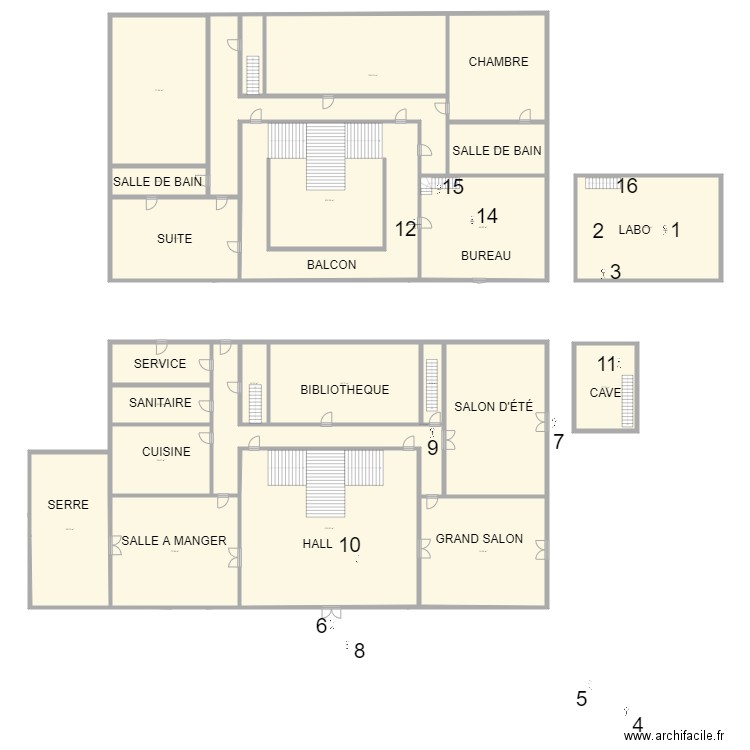 Manoir cliff Vision 3. Plan de 20 pièces et 1371 m2