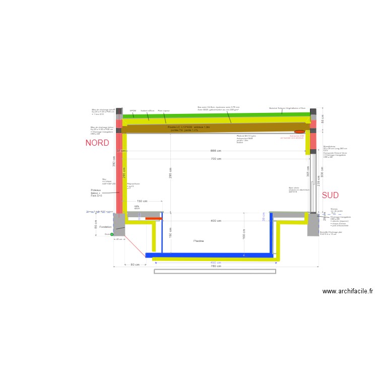 piscine coupe nord-sud acier v1. Plan de 0 pièce et 0 m2