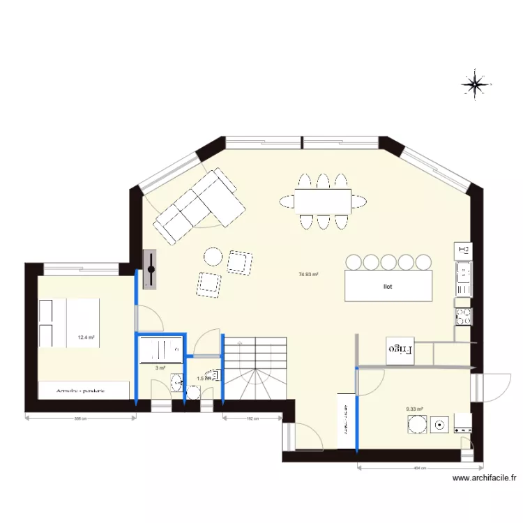 Plan de maison demi ronde. Plan de 