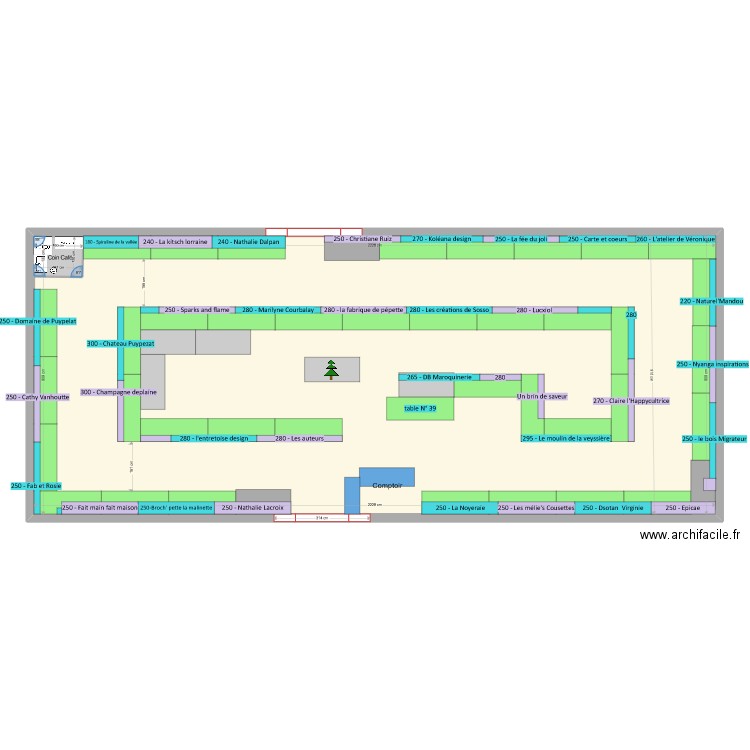 Plan HOTTE DU PERE NOEL 2022 -TABLES BOIS vers2. Plan de 2 pièces et 205 m2