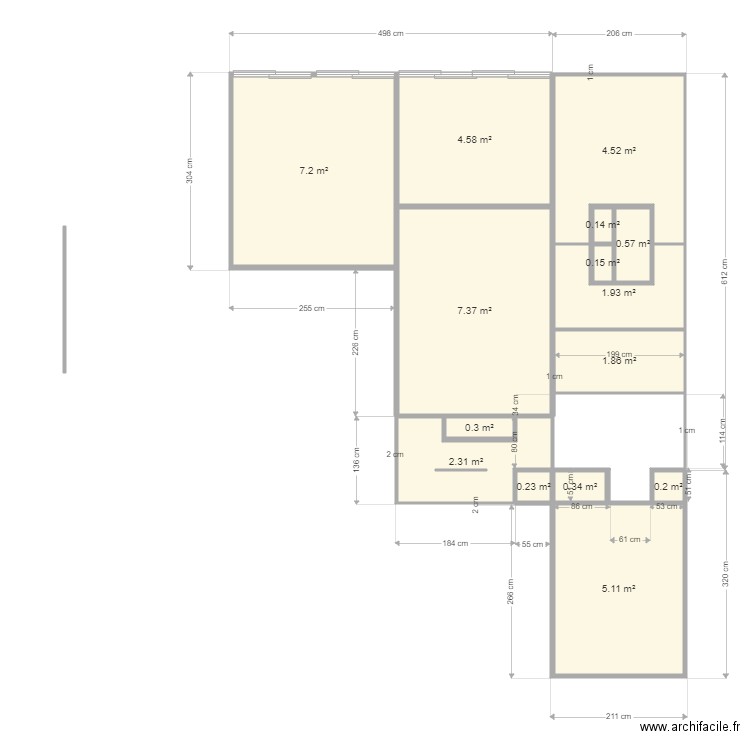 Benoit1. Plan de 15 pièces et 37 m2