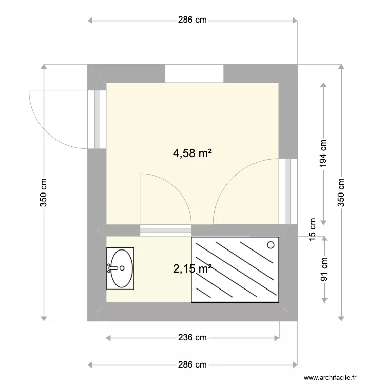 Salle de bain Bastogne. Plan de 