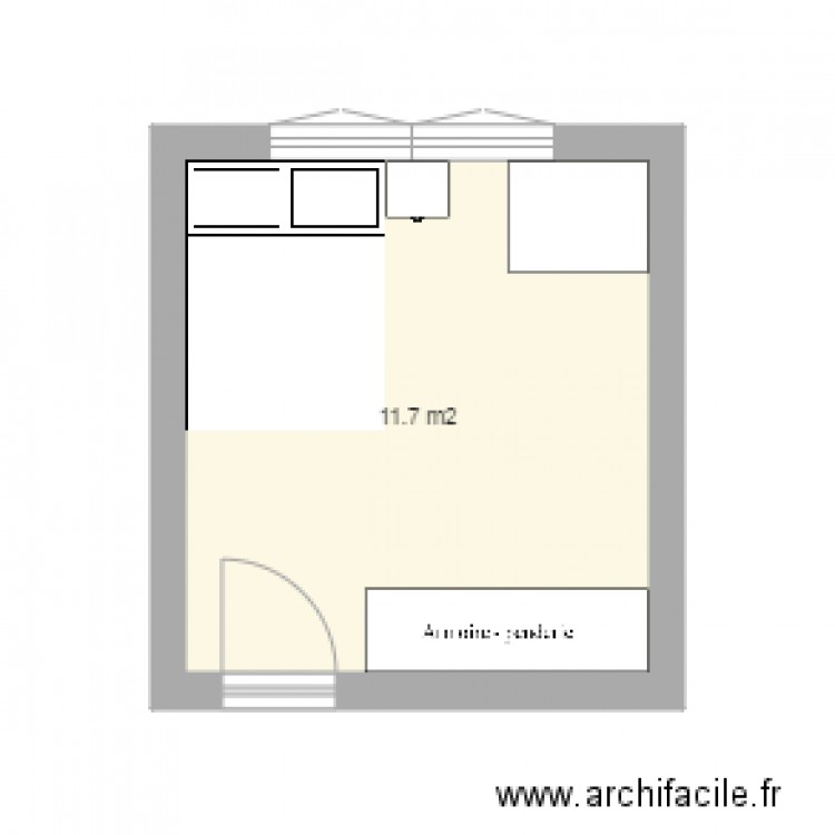 chambre lit sous fenetre gauche. Plan de 0 pièce et 0 m2
