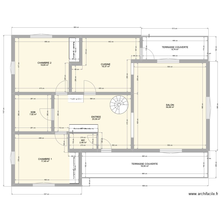 RDC SOREDE. Plan de 9 pièces et 149 m2