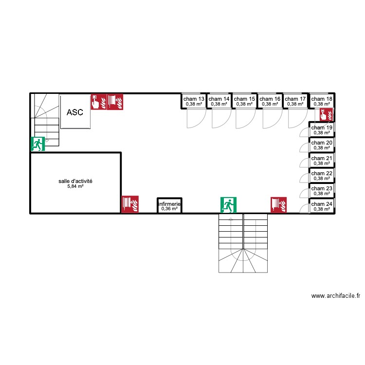 les tul. Plan de 14 pièces et 11 m2