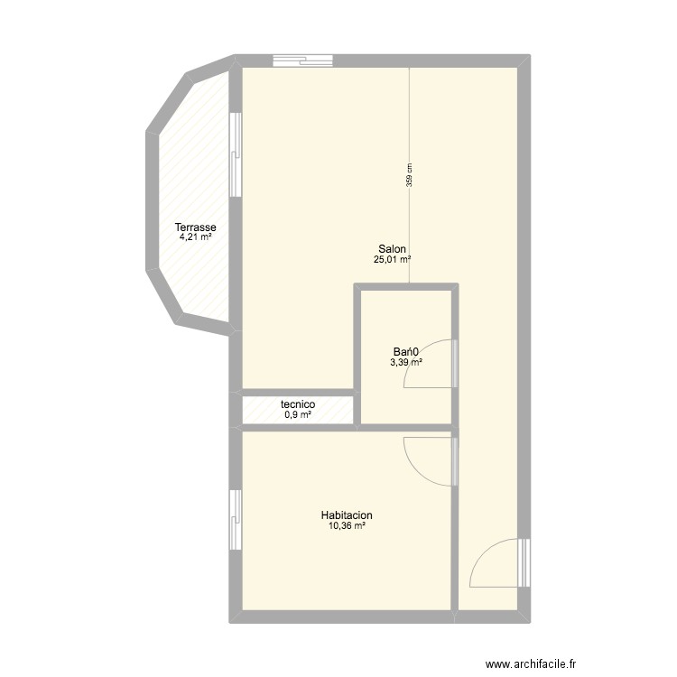 Complex Palmanova. Plan de 5 pièces et 44 m2