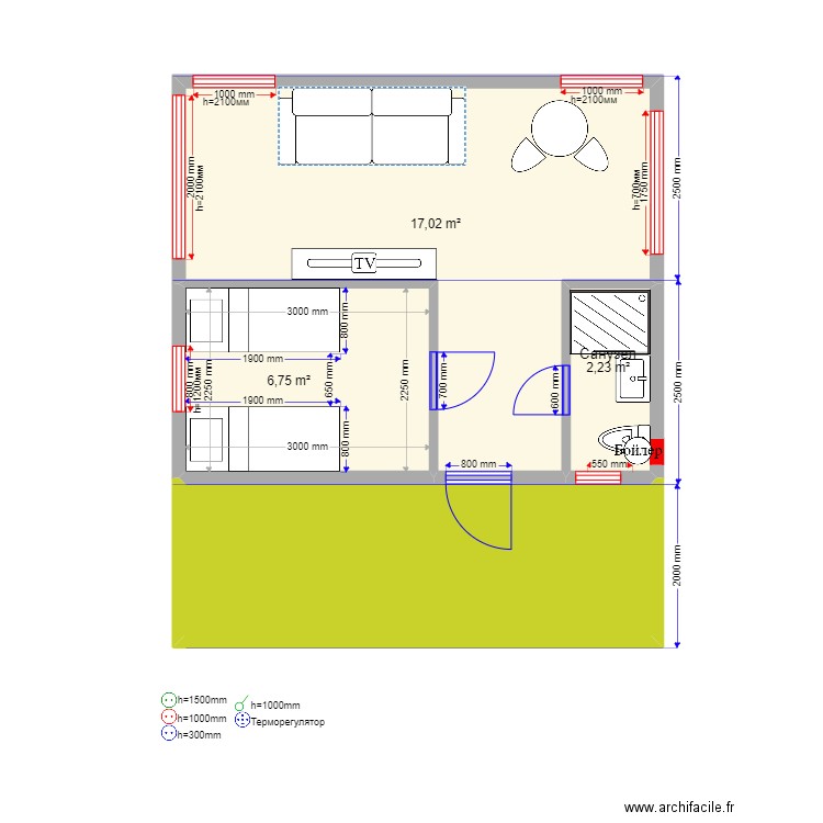 Псков. Plan de 4 pièces et 37 m2