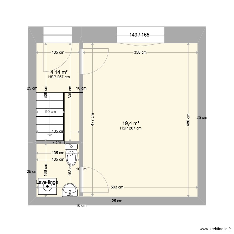 CHATEAU DU ROI EDL   RDC. Plan de 2 pièces et 24 m2