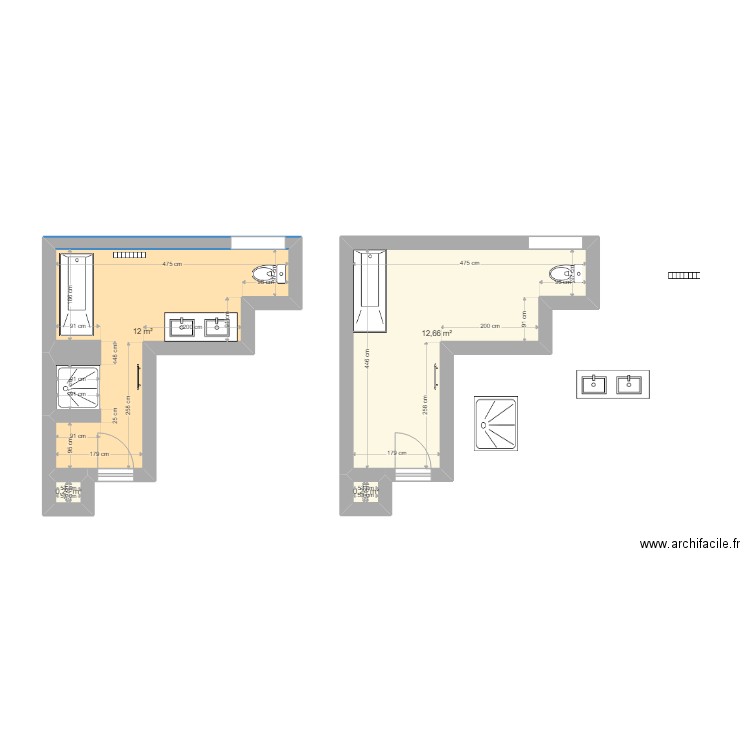 Salle de bain. Plan de 4 pièces et 25 m2