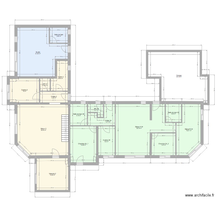 tazarki. Plan de 34 pièces et 398 m2