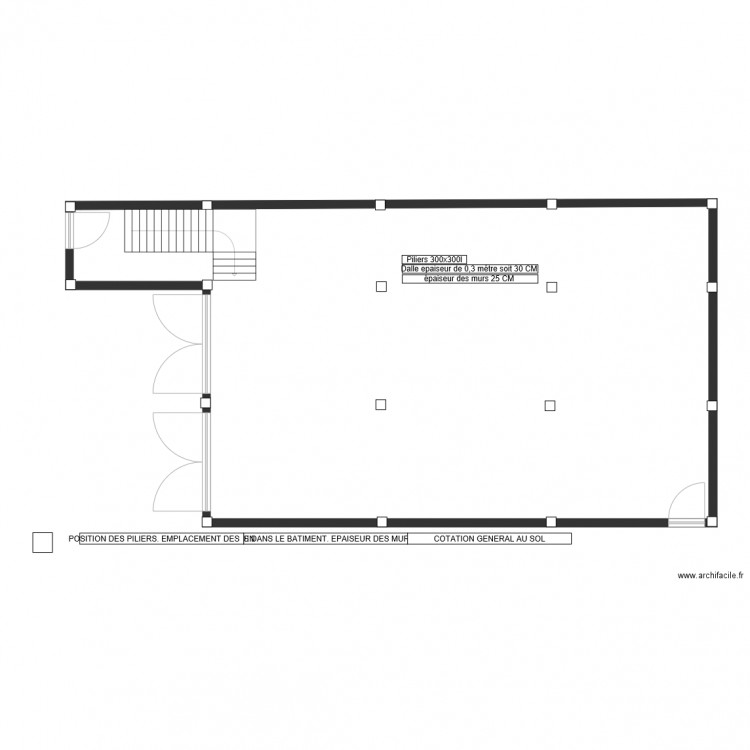 DALLE POSITION DES PILIERS ouverture sol. Plan de 0 pièce et 0 m2