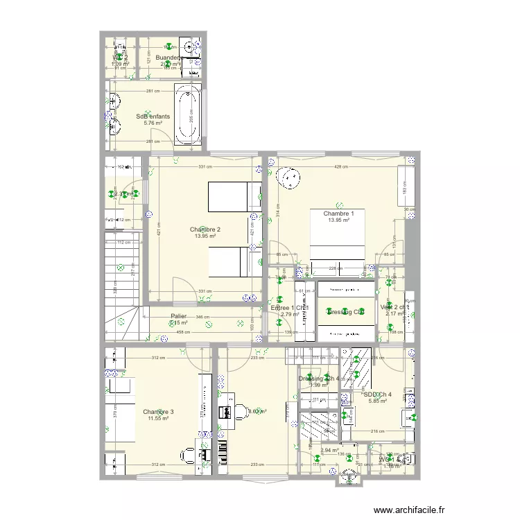 SP 2eme &eacute;tage plan electrique. Plan de 