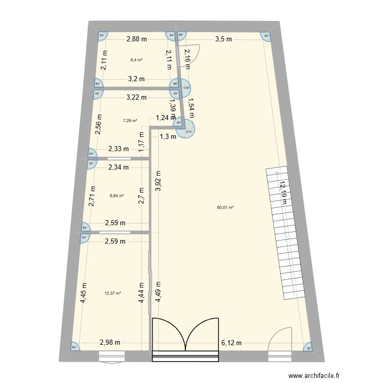 RDC venerque. Plan de 5 pièces et 93 m2