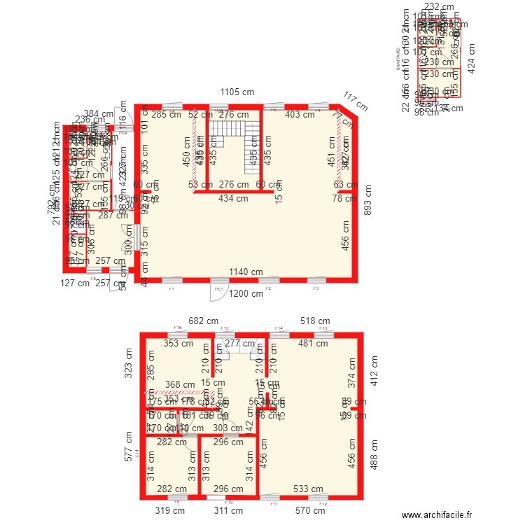 Presbytére RDC accueuil. Plan de 20 pièces et 221 m2