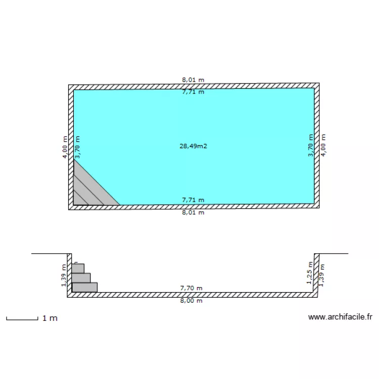 Plan en coupe piscine. Plan de 