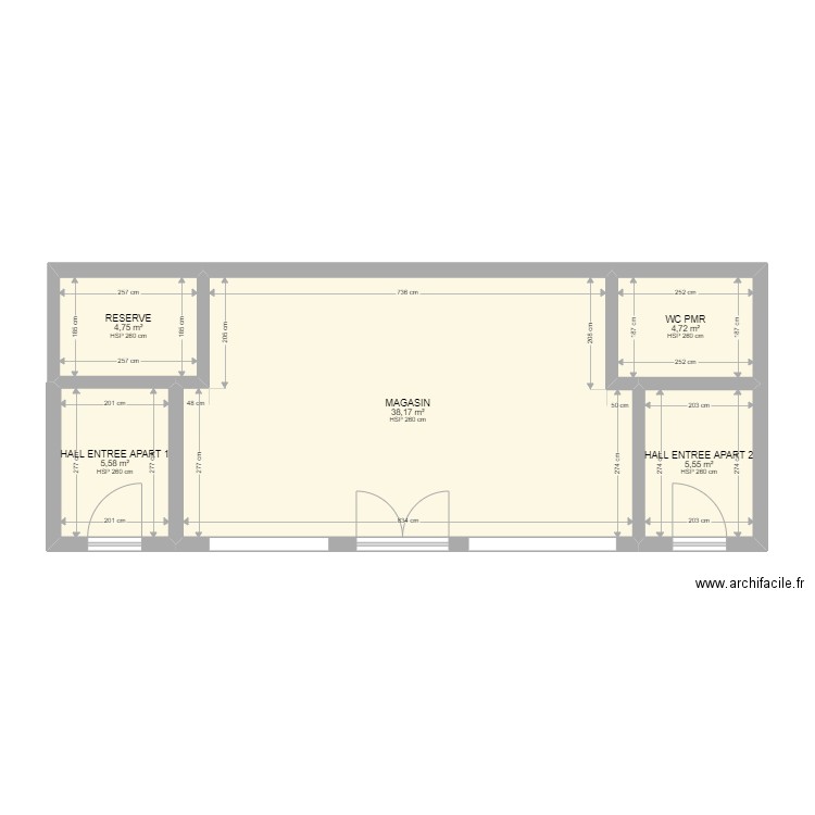 BUSNES MAGASIN. Plan de 5 pièces et 59 m2