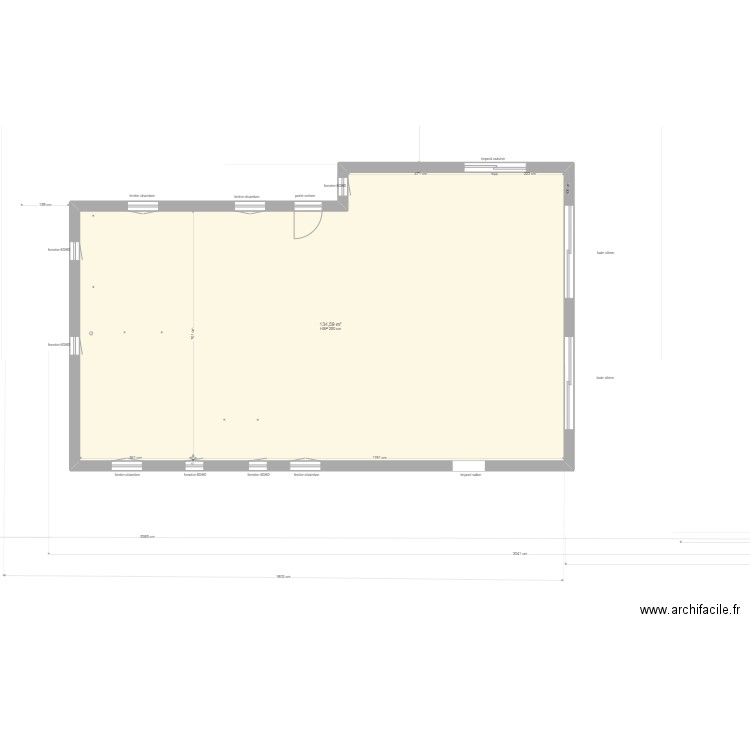 dernier plan vide et évacuations. Plan de 1 pièce et 135 m2